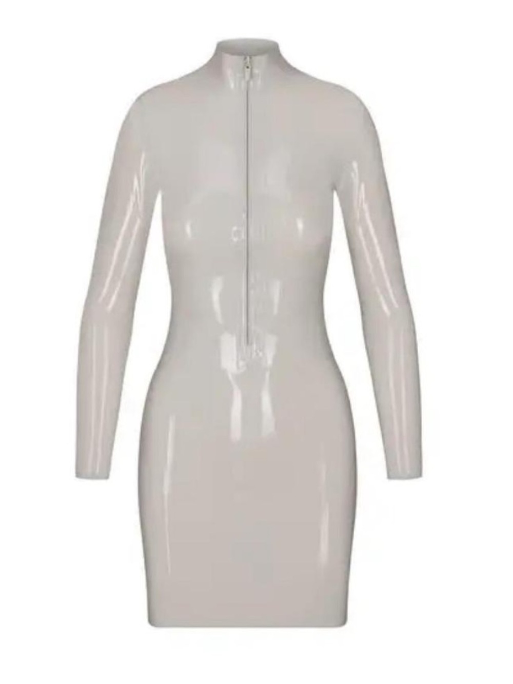 SKIMS Grey Long Latex  Bodycon Dress